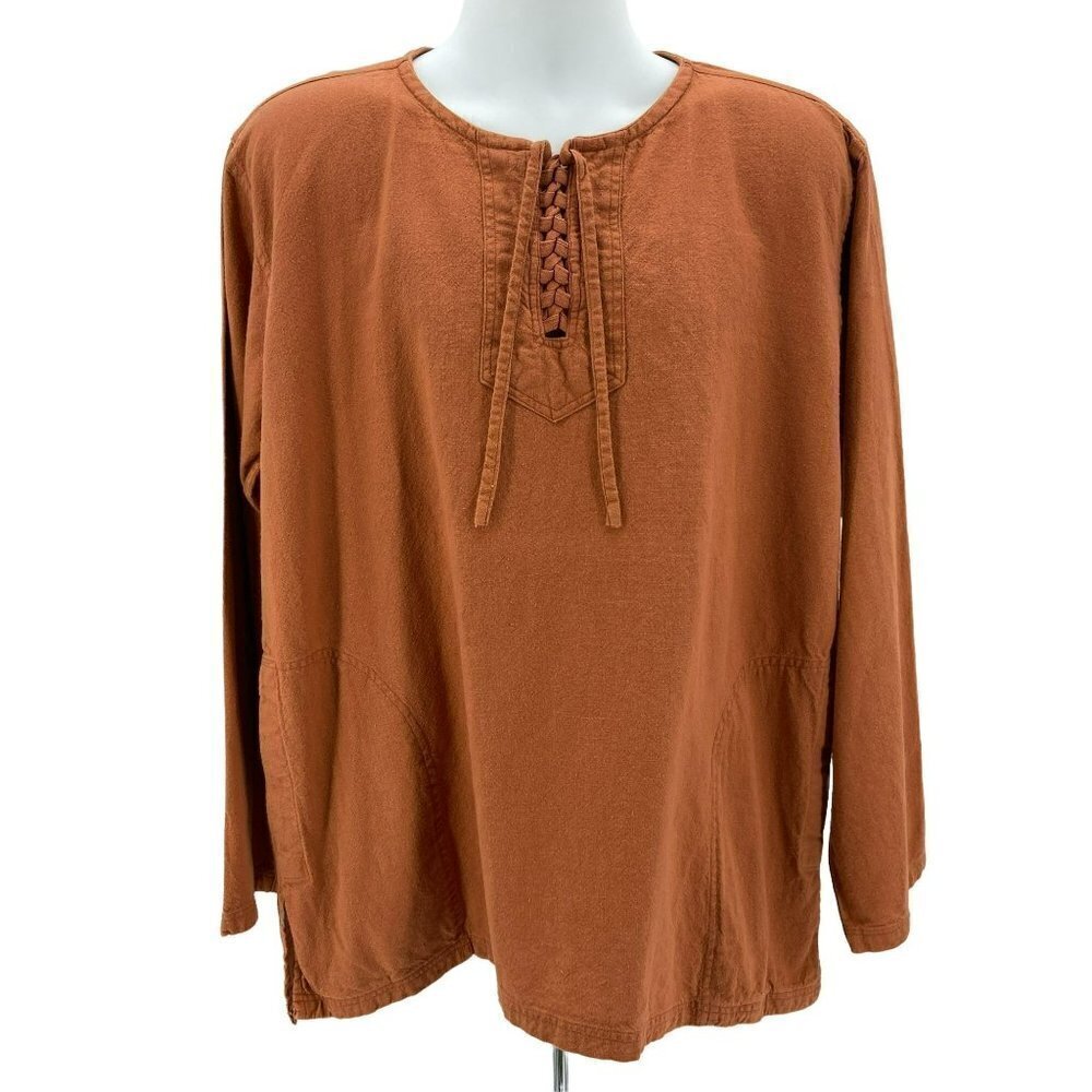 Alexander Del Rossa Long Sleeve Burnt Orange Crisscross Tie Shirt Mens Large